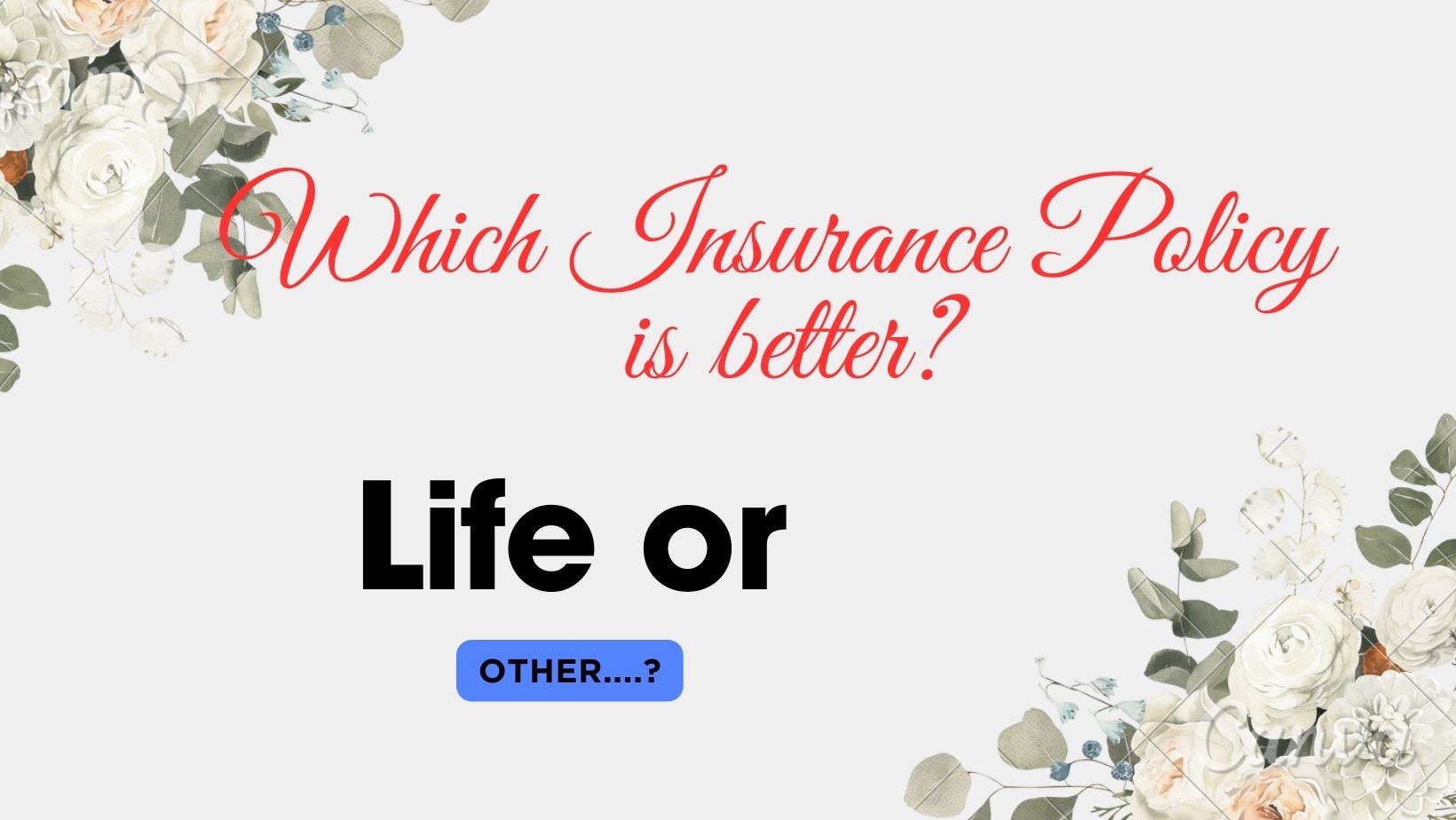 Which Insurance Policy is Better? Life..Or..Other??